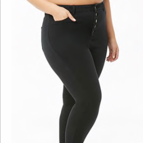 Plus Size Button-Fly Skinny Jeans - Picture 1 of 5